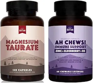 Natural Rhythm Magnesium Taurate 120 Capsules + Immune Booster Lozenges 60 Capsules Bundle