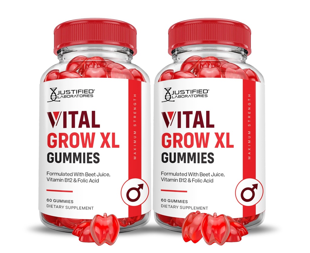 Justified Laboratories Vital Grow XL Gummies (1000 mg) - 60 Count, Pack of 2 - Formulated with Apple Cider Vinegar, Folate & Vitamin B12 - Non-GMO, Vegan, Gluten Free - 60 Servings