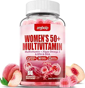 Γυναίκες χωρίς ζάχαρη Πολυβιταμίνη 50 Plus Gummies με ασβέστιο, μαγνήσιο, ψευδάργυρο, βιταμίνη Α, C, D3, E, K2, B Complex, Folate, Biotin - Multi Vitamins & Minerals for Skin, Energy, Immune Support