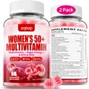 Womens Multivitamin 50 Plus Gummies - Methylated Multivitamins Gummy | with Vitamin A C D3 E K2, B Complex, Calcium, Magnesium, Zinc, Folate, Biotin - Multi Vitamins & Minerals - Sugar-Free