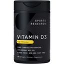 Sports Research Βιταμίνη D3 1000iu (25mcg) Εμπλουτισμένη με λάδι καρύδας ~ Ανοσοποιητική & Οστική Υποστήριξη ~ Μη ΓΤΟ Επαληθευμένο, Χωρίς σόγια & Γλουτένη (360 Mini Liquid Softgels)