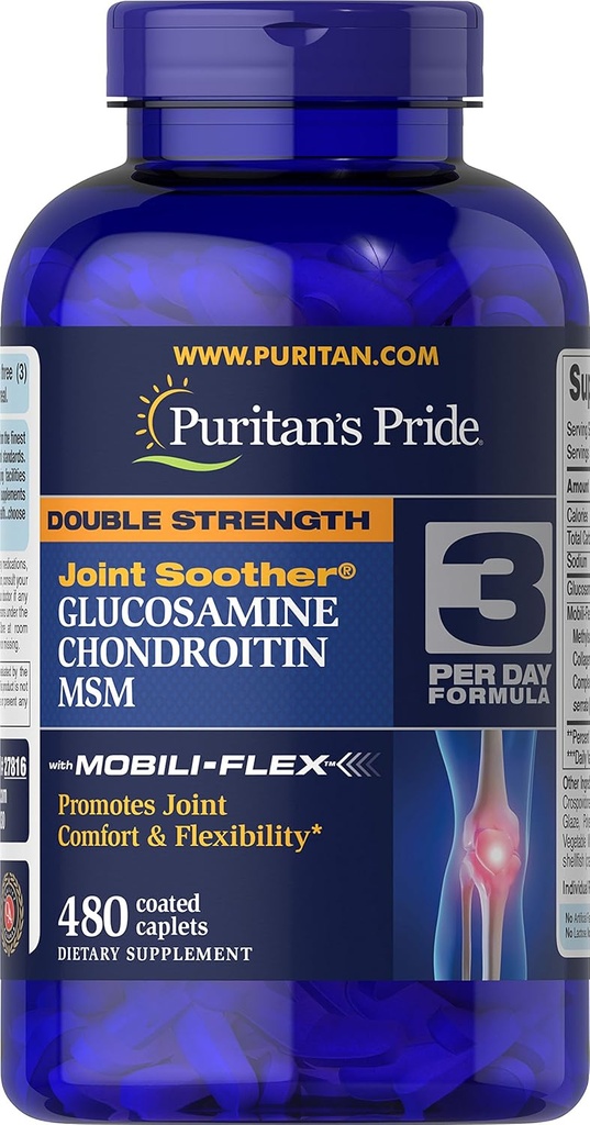 Puritan's Pride Glucosamine, Chondroitin & MSM Κάψουλες, 3 ανά ημέρα Φόρμουλα