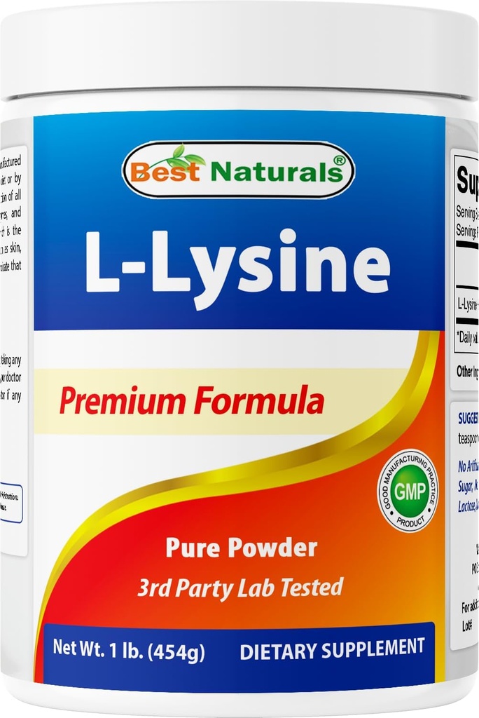 Best Naturals Lysine Powder, 1 λίρα - 100% καθαρό (1 LB (πακέτο του 1))