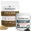 Real Mushrooms Lions Mane Powder for Humans (60g) & Mushroom Immune Pet Chews (60ct) - Bundle for Cognition & Immunity - Ashwagandha, Astragalus & More - Vegan, Non-GMO, Gluten-free, Grain-Free