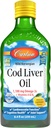 Carlson - Cod Liver Oil, 1100 mg Omega-3s, Συμπλήρωμα Υγρού ιχθυελαίου, Wild-Caught Norwegian Arctic, Sustainablely Soured Nordic Liquid, Lemon, 250 ml
