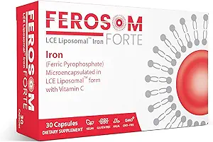 LCE Liposomal Iron Capsules – 30mg Elemental Iron with Vitamin C – Gentle Supplement for Women and Men – Easy-to-Swallow Vegan Capsules, 30 Count