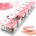 Extra Large Weekly Pill Organizer - XL Vitamin Holder με 7 αποσπώμενα διαμερίσματα AM - Φορητό φαρμακείο για το σπίτι και τα ταξίδια, Μεγάλο συμπλήρωμα εμπορευματοκιβωτίων για την καθημερινή ή εβδομαδιαία χρήση, ροζ