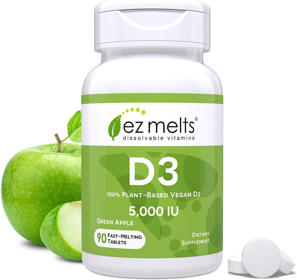EZ Melts Dissolvable Vitamin D3 5,000 IU, Sugar-Free, 3-Month Supply - 1 Pack