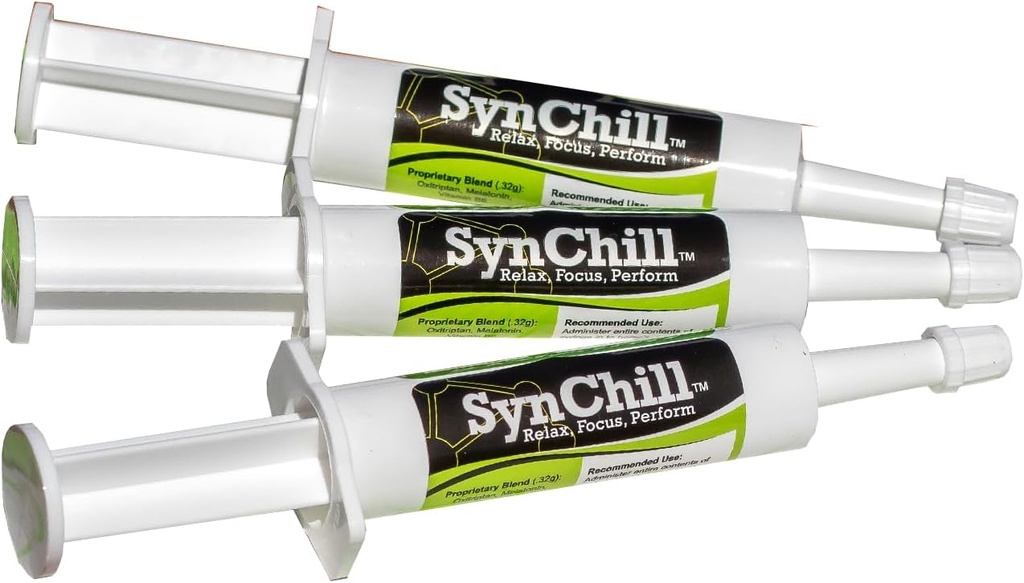 SynChill Oral Horse Calming Gel, 100% Natural & Nutritional Supplement, Lab Proven Results, Designed for Focus & Performance, Εγκεκριμένο από Olympic Professionals & Veterinians, Made in USA - 3-Pack