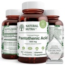 Natural Nutra Time Release Pantothenic Acid 500 mg, Βιταμίνη B5 συμπλήρωμα βοηθά στη διάσπαση του λίπους και υδατάνθρακες, Μεταβολισμός και ενέργεια, βελτίωση της μυϊκής υγείας, μείωση των σημείων του δέρματος, 60 χορτοφαγικά δισκία