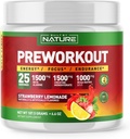 Χτισμένο από τη φύση Pre Processout σκόνη με Beta Alanine, Creatine Monohydrate, BCAA, L Citrulline, L Arginine και Caffeine - Φράουλα Λεμονάδα Γεύση - 25 Υπηρεσίες