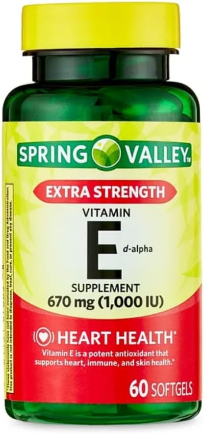 Generic Spring Valley Vitamin E Extra Strength Βιταμίνη Ε D-Alpha Spring Valley Softgels, 670 mg (1. 000 IU), 60 Count