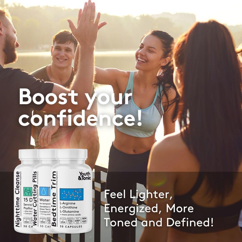 Youth & Tonic Sculpt Lean Cleanse – Feel Lighter & More Toned, Water Weight & Bloating Relief, Detox & Fluid Loss Support – Περικοπή ώρας ύπνου, 15 Day Colon Cleanser, 90 Χάπια για Μεταβολισμό & Καθορισμένο Σώμα