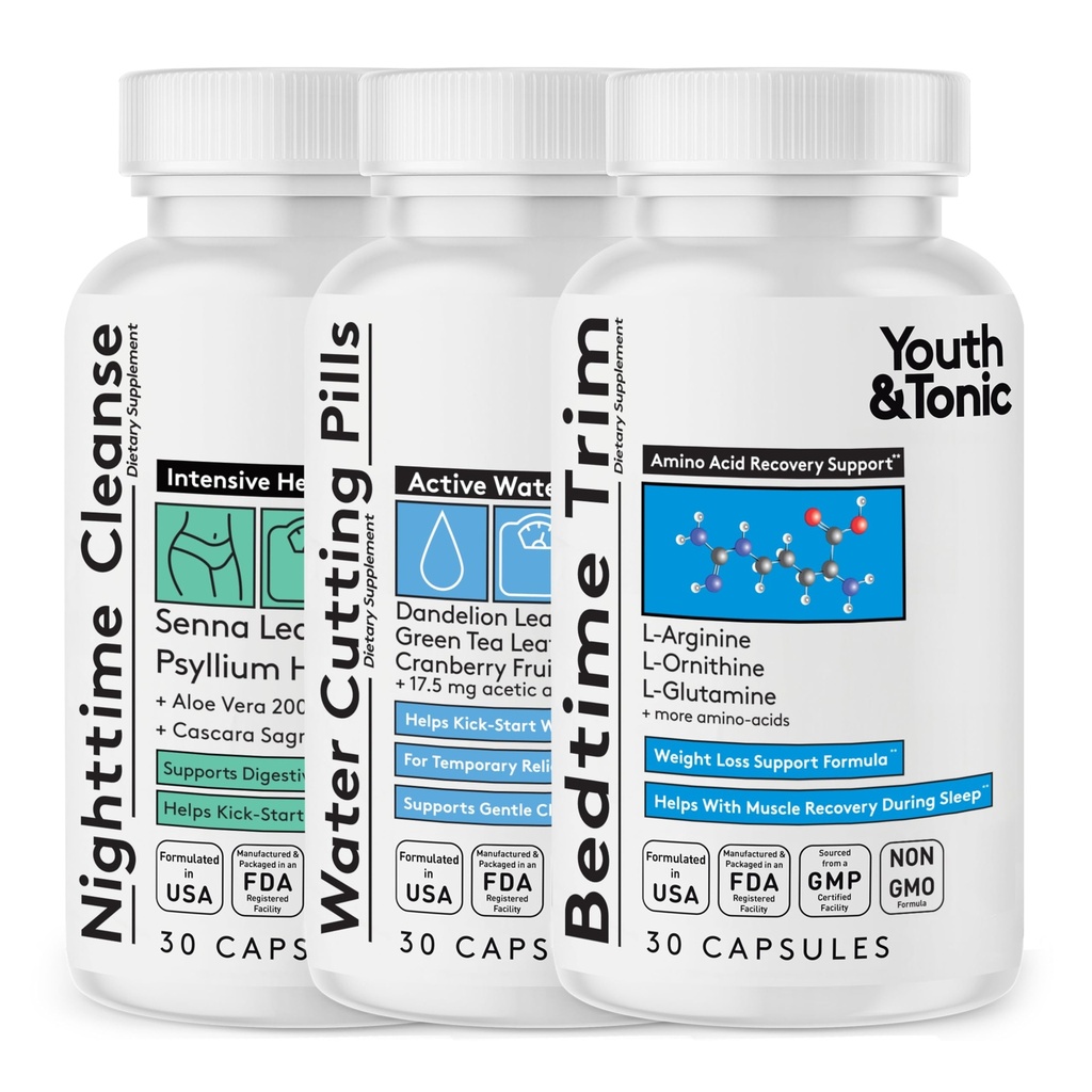 Youth & Tonic Sculpt Lean Cleanse – Feel Lighter & More Toned, Water Weight & Bloating Relief, Detox & Fluid Loss Support – Περικοπή ώρας ύπνου, 15 Day Colon Cleanser, 90 Χάπια για Μεταβολισμό & Καθορισμένο Σώμα