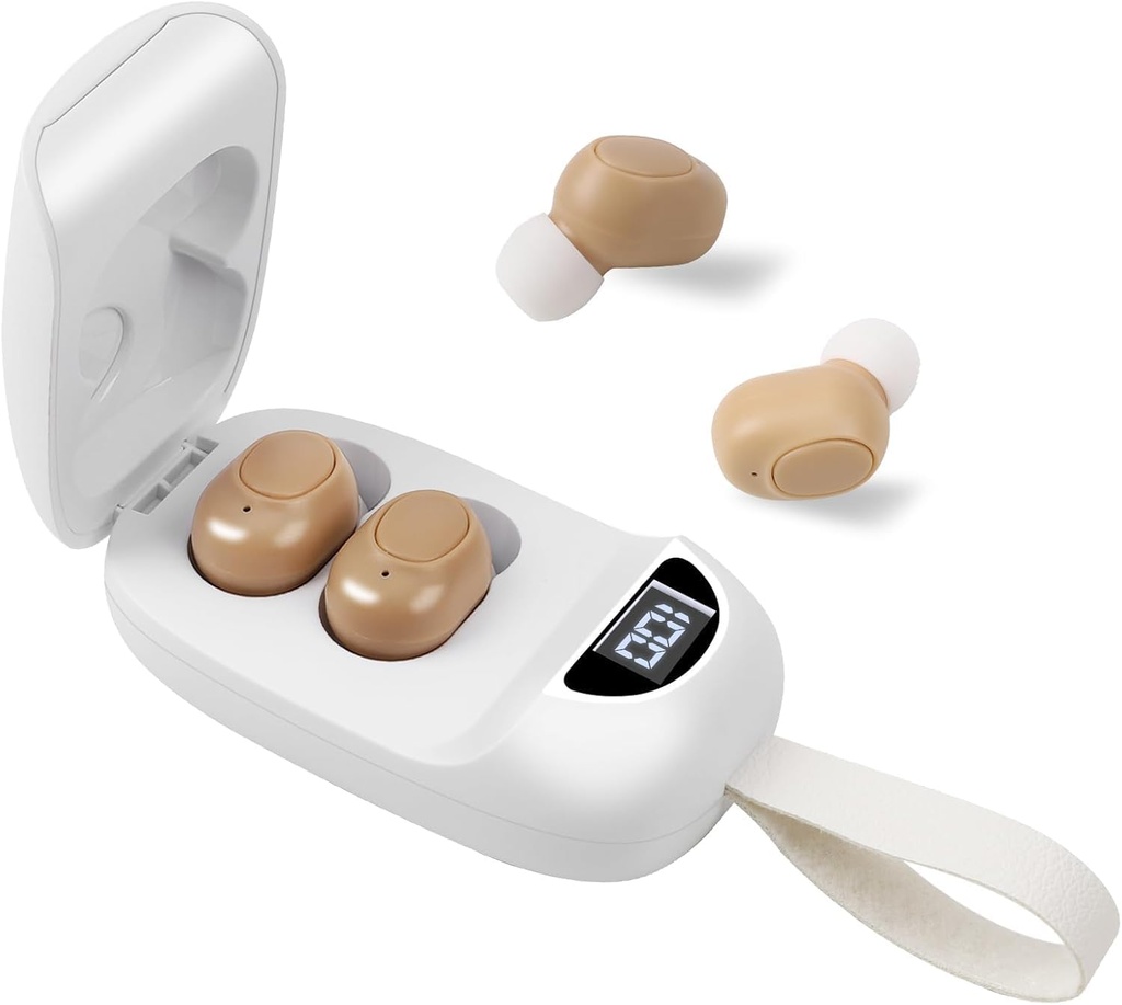 CIS Hearing Aids for Seniors, Rechargeable Hearing Aid with Noise Cancelling for Adults, Invisible Hearing Amplifiers with Charging Box, Easy to Carry
