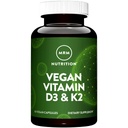 MRM Nutrition Vegan Vitamin D3 & K2 - For Women & Men - Plant‑Based D3 from Lichens with MK‑7 Vitamin K2, Vegan Calcium Absorption Support for Bone & Immune Health, Certified Non‑GMO - 60 Servings