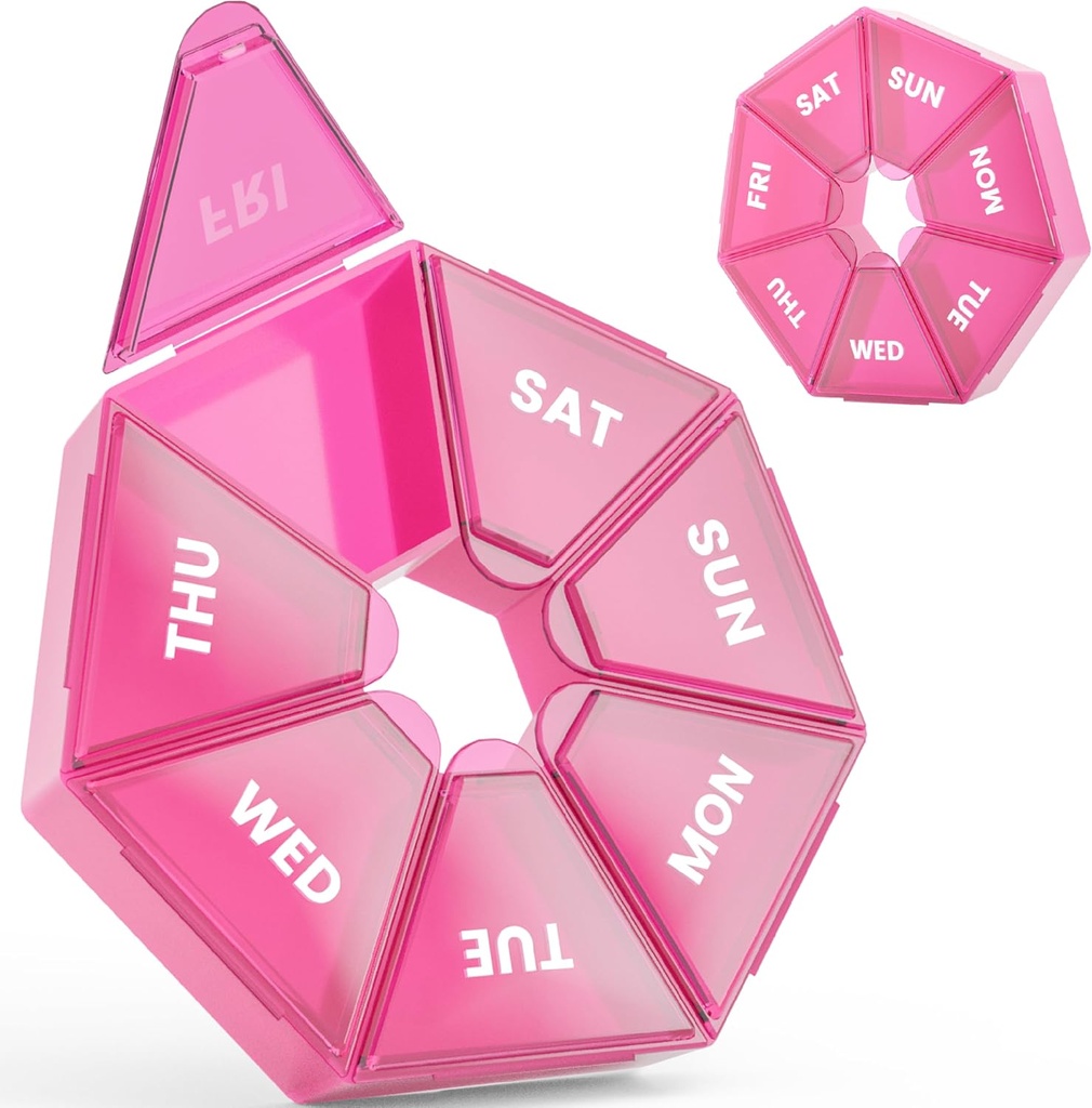 Εβδομαδιαία Διοργανωτής Χάπια, 2 Pack Φορητό κουτί Χάπια Ιατρική περίπτωση 6 Χρώματα (Επτά Ημέρα) Νέα έκδοση για βιταμίνη / Fish Oil / Χάπια / Συμπληρώματα-Αρθρίτιδα Φιλικό (κόκκινο)