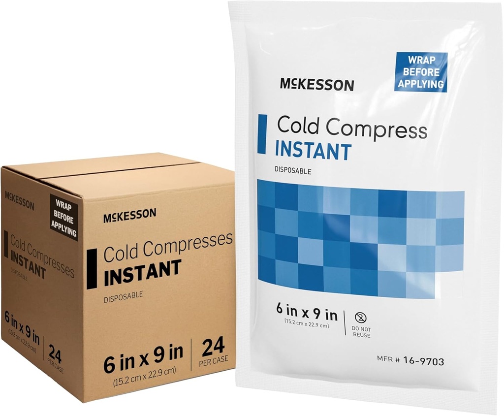 McKesson Στιγμιαίο κρύο Πακέτα 6" x 9" [24 Pack] – Άμεση παγοκύστη Πακέτα για Τραύματα Disposable, Pain Relief, Swelling, Strains – Ταξίδια Ψυχρή συμπίεση για Αθλητισμούς, Πρώτες Βοήθειες, Οδοντόκρεμα