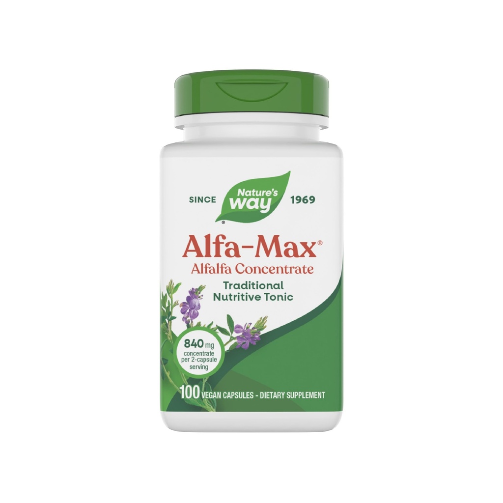 Nature's Way Alfa-Max - Alfalfa Concentrate Dietary Supplement - Traditional Nutritive Tonic - 840mg per 2-Capsule Serving - Gluten-Free, Dairy-Free & Vegan - 100 Count (50 Servings)