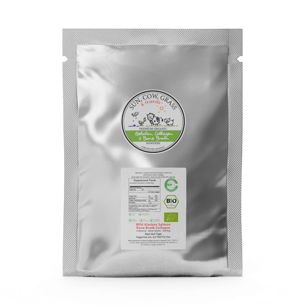 Άγριος σολομός της Αλάσκας Broth Collagen σκόνη 5LB καθαρή πρωτεΐνη μη-Gelling τύπου - Χωρίς γεύση, καμία γεύση