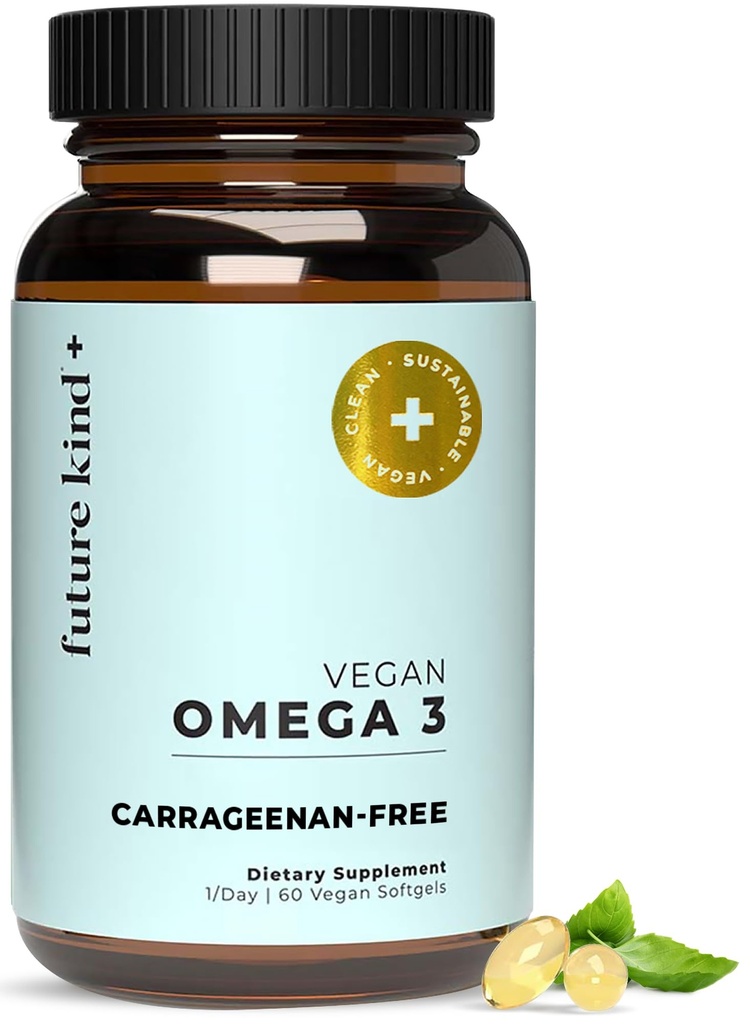 Future Kind Omega-3 συμπλήρωμα για την σαφήνεια, τη μνήμη, και την κινητικότητα άνεση, 2 μήνες προσφοράς εσπεριδοειδών με Softgels με EPA και DHA, Vegan Omega-3 συμπλήρωμα από την Algae, Carragenan δωρεάν, 60 Count