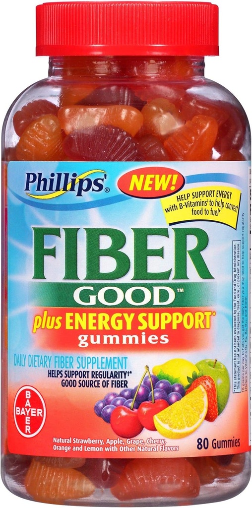 Ίνες καλή Gummies συν το συμπλήρωμα ινών υποστήριξης ενέργειας (80-κομμάτι μπουκάλι)