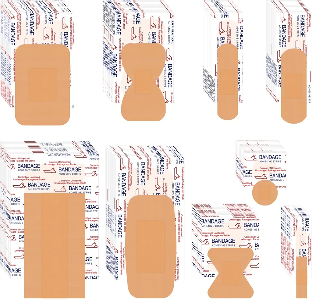 VAIPI 880 Pack Επιδέσμους Ποικιλία Συσκευασία Αδιάβροχες Επιδέσμες Διάφορα Μεγέθη Προμήθειες πρώτων βοηθειών Ποικίλες Συγκολλητικές Επιδέσμες Ύφασμα Μαζική Αναπνοή Μπατερφλάι Μπάντα για Φροντίδα Τραυμάτων (9 Styles)