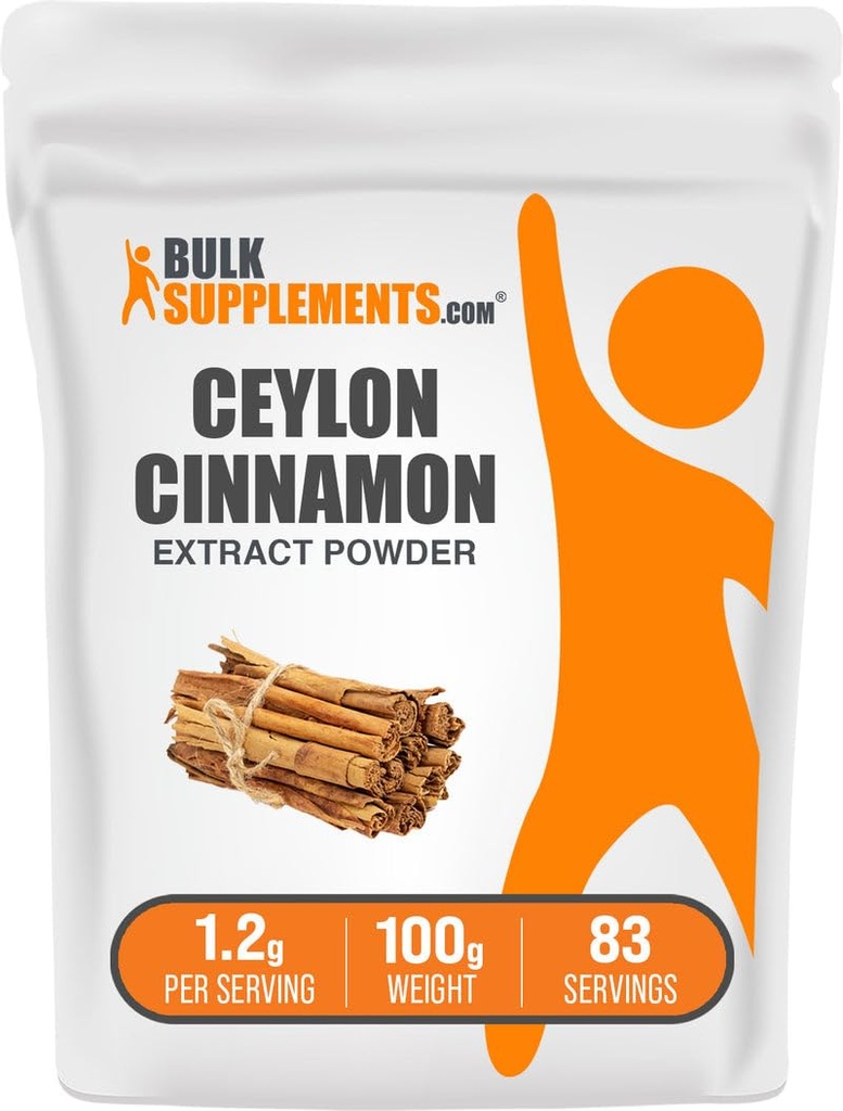BulkSupplements.com Σκόνη Εκχυλίσματος Κανέλας - συμπλήρωμα κανέλας Κεϋλάνης, συμπλήρωμα βοτάνων - Vegan & Gluten Free, 1,2g per Serving, 100g (3.5 oz) (Pack of 1)