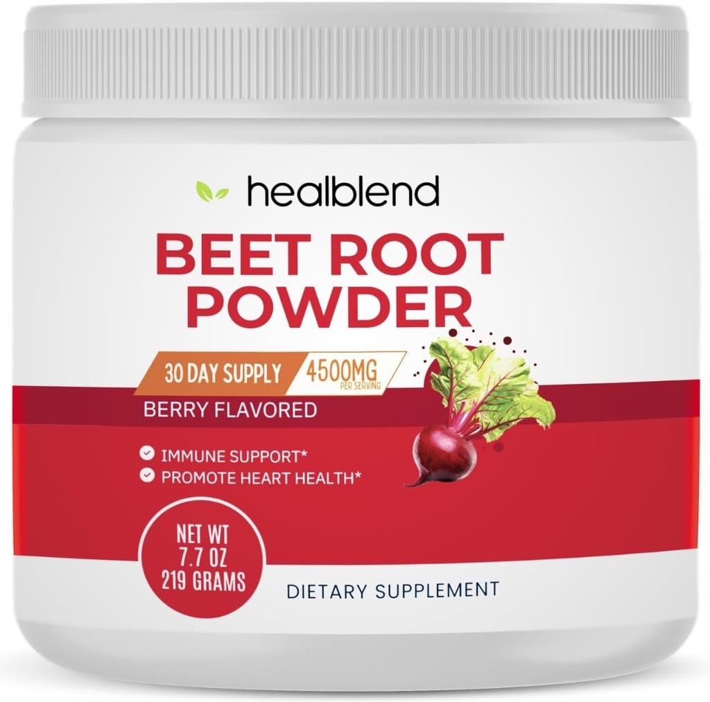 healblend Organic Beet Root Powder - Νιτρικά οξείδια, Υγιεινή υποστήριξη αρτηριακής πίεσης, κυκλοφορία αίματος Superfood Blueberry Flavored - 30 Υπηρεσίες