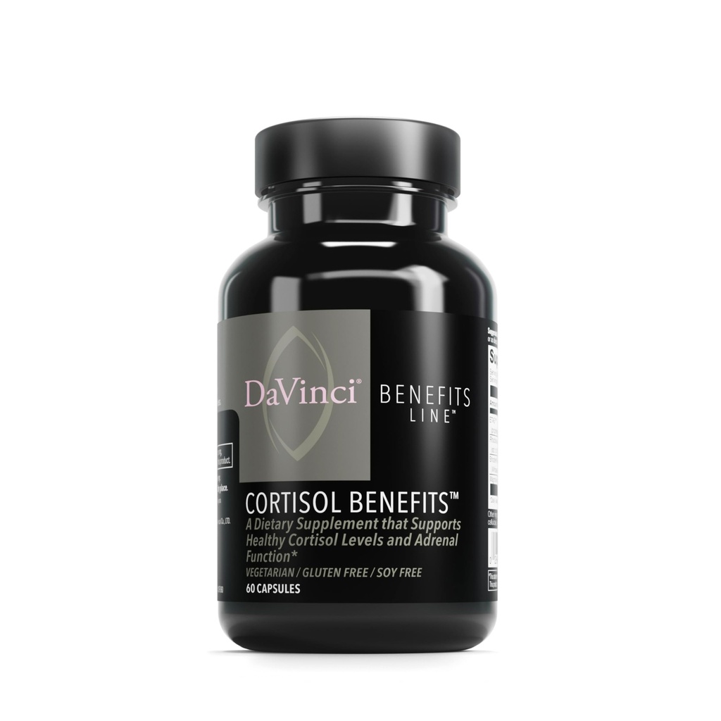 DaVinci Labs Cortisol Οφέλη - Συμπλήρωμα διατροφής για την υποστήριξη Υγιή επίπεδα κορτιζόλης και Adrenal Health - Με εκχύλισμα Ashwagandha, Rohdiola Rosea Root και περισσότερα - Χωρίς γλουτένη -60 κάψουλες χορτοφάγων