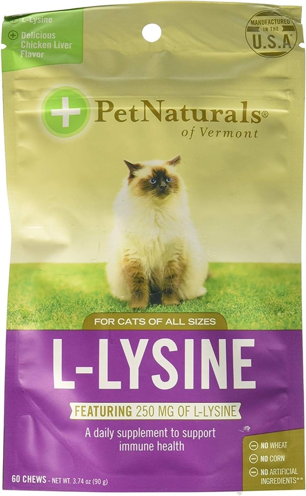 Pet Naturals of Vermont L-Lysine 60 Διασκεδαστικά μάσημα για γάτες - 2 τεμ.