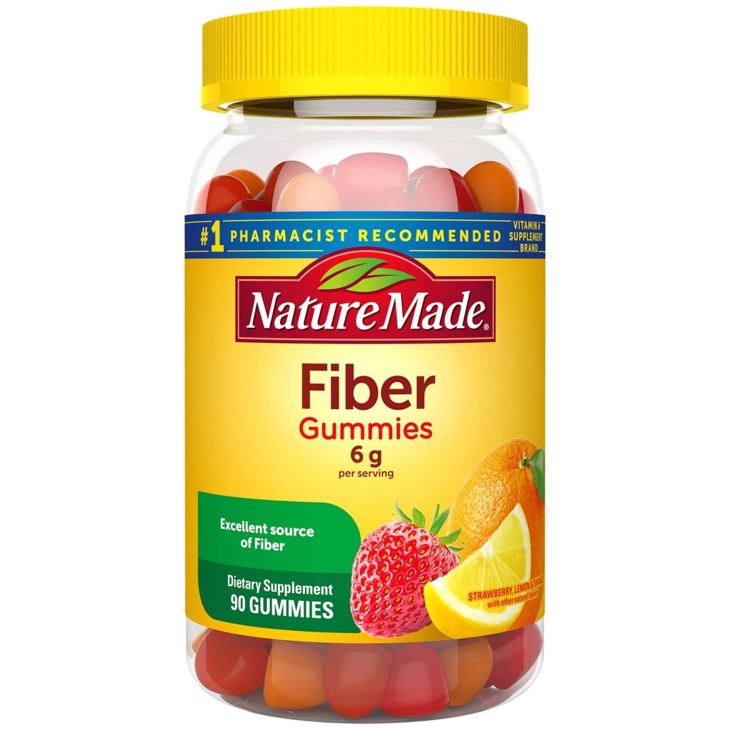 Nature Made Fiber 6 g, Συμπλήρωμα διατροφής για την υποστήριξη της υγείας Digestive, 90 Gummies Ίνες, 30 ημέρες προσφοράς