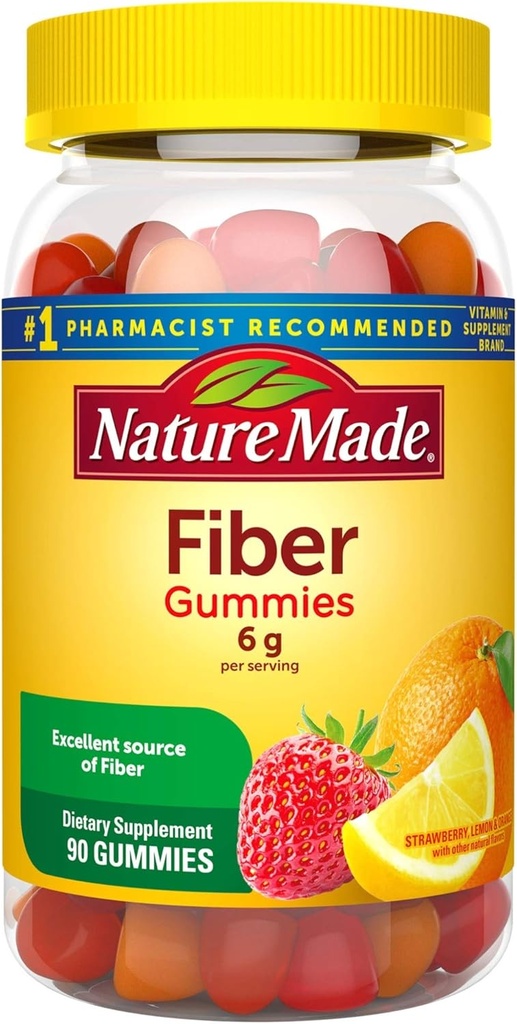 Nature Made Fiber 6 g, Συμπλήρωμα διατροφής για την υποστήριξη της υγείας Digestive, 90 Gummies Ίνες, 30 ημέρες προσφοράς