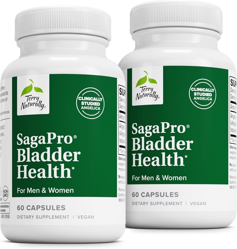 Terry Φυσικά SagePro Bladder - Συμπλήρωμα στήριξης της ουροδόχου κύστης - Συμπλήρωμα διατροφής με εκχύλισμα φύλλων Angelica - Κάψουλες Vegan για να βοηθήσει την ουρική λειτουργία & υγεία - 60 κάψουλες (πακέτο του 2)