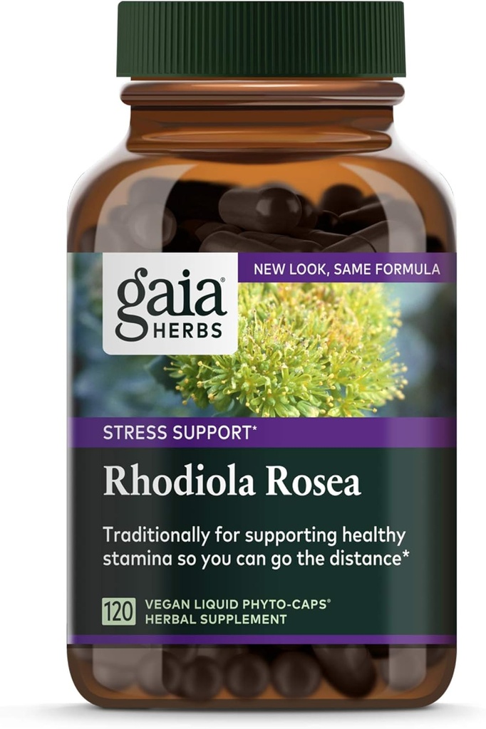 Gaia Herbs, Rhodiola Rosea Vegan Liquid Phyto Κάψουλες - Συμπλήρωμα υποστήριξης στρες, Adaptogenic Herb, 120-Count (Pack of 1)