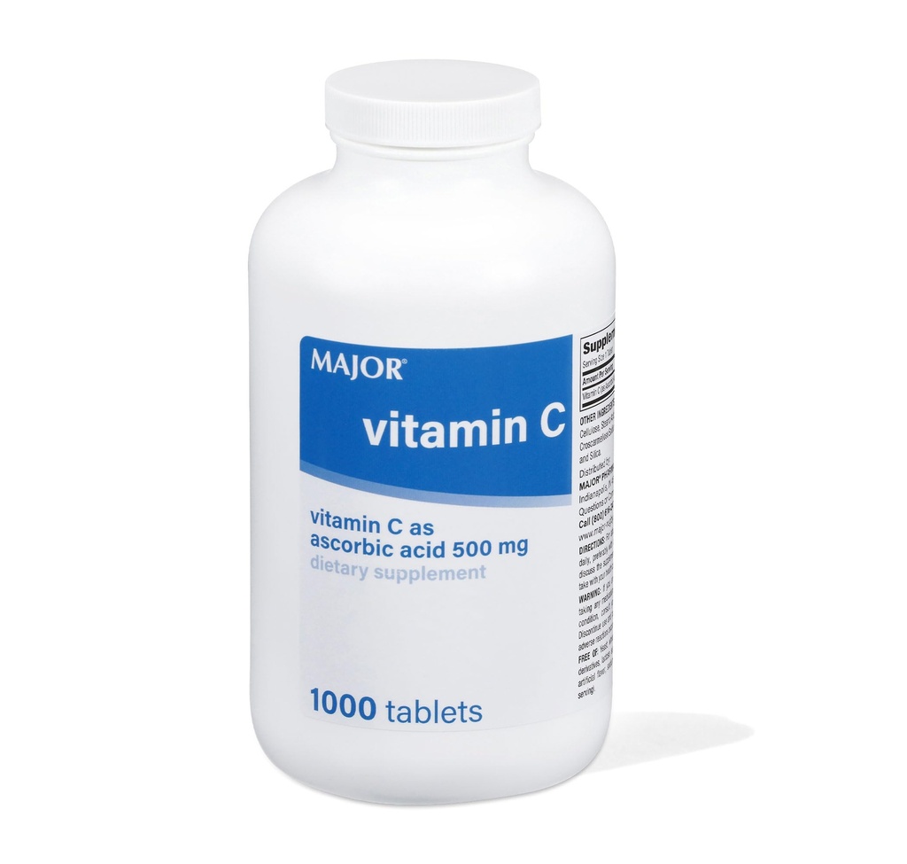 Major Vitamin C-500 mg Ασκορβικό οξύ - δισκία βιταμίνης C - Συμπλήρωμα διατροφής - 1000 Tabletισκία
