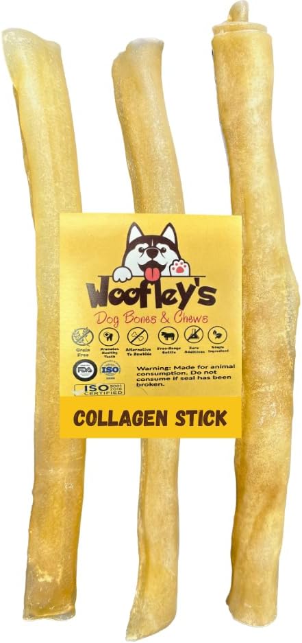 Woofley's 12 Inch Pure Collagen Sticks for Dogs (3 Count) - Chews for Medium & Large Dogs - Bully Stick Rawhide Εναλλακτική