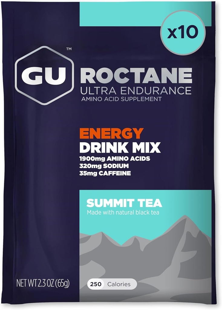 GU Energy Roctane Ultra Endurance Energy Drink Mix, Vegan, Gluten-free, Kosher, και Dairy-Free n-the-Go Energy για κάθε προπόνηση, 10 πακέτα ενιαίας εξυπηρέτησης, τσάι κορυφής