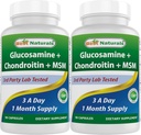 Best Naturals, Γλυκοσαμίνη Συμπληρώματα MSM χονδροϊτίνης, 2600 mg ανά υπηρεσία, 90 κάψουλες (90 Count (Pack of 2))