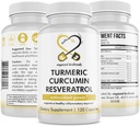 Turmeric Curcumin Resveratrol συμπλήρωμα διατροφής, Αντιοξειδωτικές ιδιότητες, υποστηρίζει καλή φλεγμονή και ανοσοποιητικό σύστημα, 120 κάψουλες Vegan