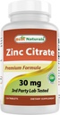 Best Naturals Ψευδάργυρος 30mg Συμπληρώματα (ως κιτρικός ψευδάργυρος) - Βιταμίνες ψευδαργύρου για Ενήλικες Ανοσοποιητική Υποστήριξη - 120 δισκία (120 Count (Pack of 1))
