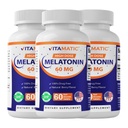 Vitamatic Melatonin 60 mg Ταμπλέτες ταχείας διάλυσης - 60 Vegan Natural Berry Flavor Tablets - Μη Σχηματίζοντας Συντήρηση - Μη ΓΤΟ, Χωρίς Γλουτένη (3 Φιάλες)