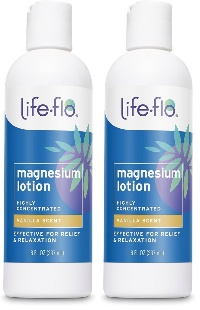 Life-flo Μαγνήσιο Lotion, Vanilla Scent - Ανακούφιση και χαλάρωση με Χλωριούχο μαγνήσιο από το Zechstein Seabed - Δερματολόγος Δοκιμάστηκε, Hypoallergenic, 60-Day Εγγύηση, Δεν Δοκιμάστηκε σε ζώα, 8oz