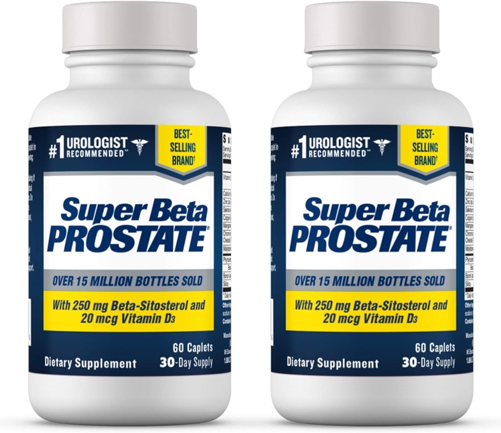SUPER BETA PROSTATE συμπλήρωμα υποστήριξης για την υγεία των ανδρών - Μειώστε τα ταξίδια στο μπάνιο, την προώθηση του ύπνου, την καλύτερη κηλίδωση Κενός & υγιής προστάτης, Beta σιτοστερόλη - 60 Count (πακέτο του 2)