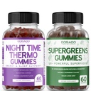 Night Time Fat Burner Gummies (60 Count) - Απώλεια βάρους & Μεταβολισμός Συμπλήρωμα ζάχαρης-ελεύθερος μελατονίνης και Supergreens Gummies (60 Count) - Συμπληρώματα πράσινου Υποστήριξη ανοσίας - Μη ΓΤΟ & ΗΠΑ Made