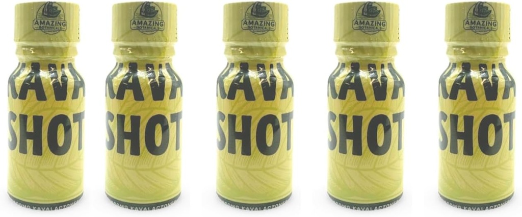 Amazing Botanicals KAVA Shot - 500mg Kavalactones - Original Flavor - Dietary Supplement - 5 Count - 10ml