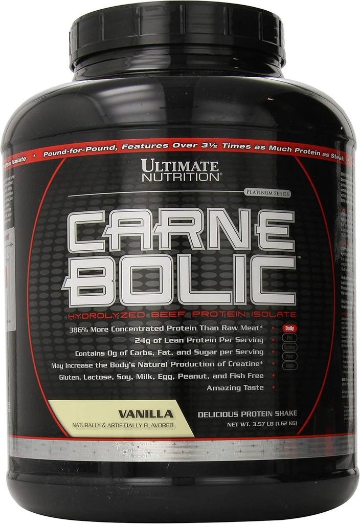 Ultimate Nutrition Carne Bolic Beef Protein Powder, Lactose Free Protein Shakes, Paleo και Keto Friendly with No Sugar or Carb, Low Calori Isolate Powder, Hydrolized Protein, 60 Servings, Vanilla