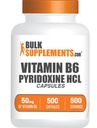 BulkSupplements.com Κάψουλες βιταμίνης Β6 - Pyridoxine HCl, Βιταμίνη Β6 50mg - 1 Κάψουλες ανά Σερβίρισμα, 500 Κάψουλες (πακέτο των 1)