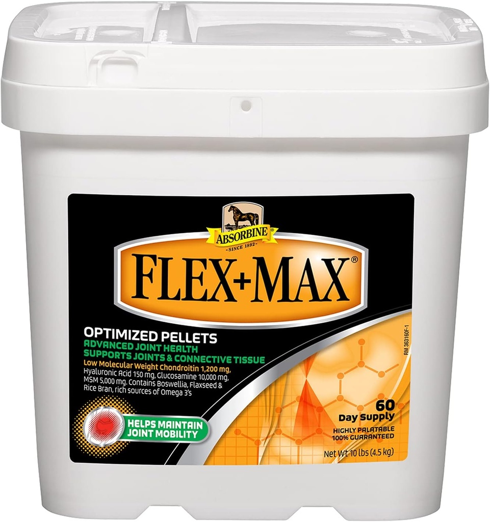 Απορροφητικό Flex+Max Horse Joint Supplement Pellets, Highly Palatable, Comprehensive Equine Formula with Glucosamine, MSM, Chondroitin & Flaxseed, 10lb Tub / 60 Ημέρα προσφοράς