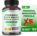 All-in-1 Wormwood Black Walnut Whole Cloves Ginger - Υποστηρίζει την Ηπατική Υγεία & Βοηθήματα - Κατασκευάζεται στις ΗΠΑ -150 Κάψουλες